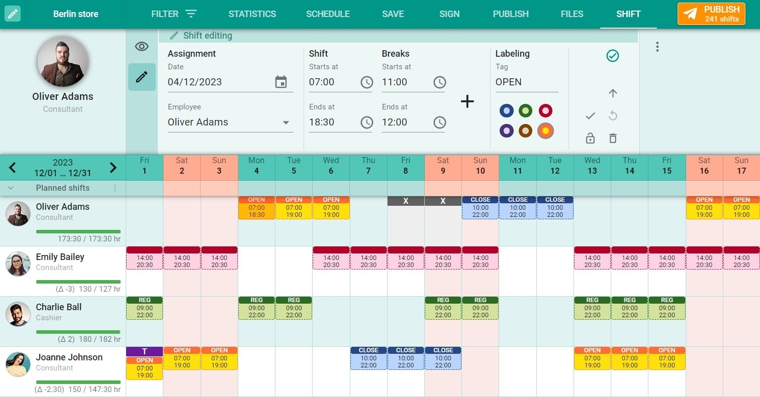 OPTAS retail scheduling software for easy employee scheduling